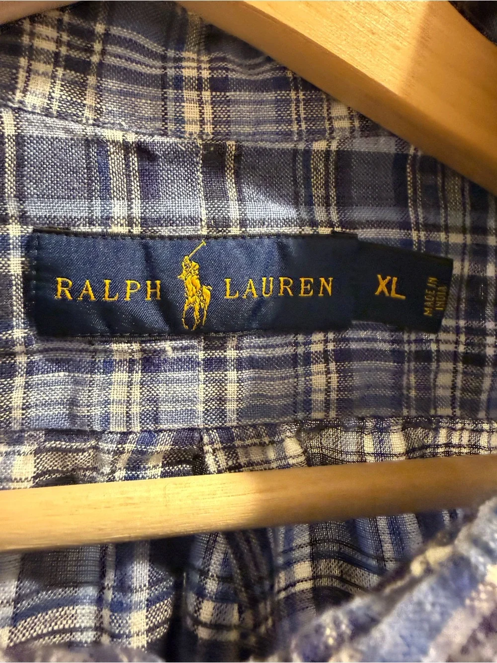 Polo by Ralph Lauren Blue Plaid Short Sleeve Linen Button-Down Shirt